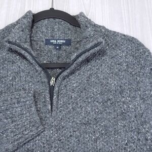 Luca Nobili Wool Quarter Zip Sweater Mens M Grey Soft Luxury Made in Italy